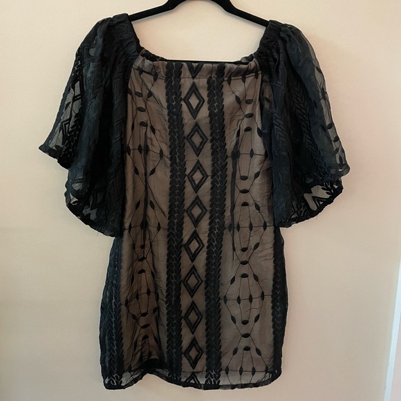 MINKPINK Black Lace Mini Dress w/ Statement Sleeves Size XS - Picture 2 of 4